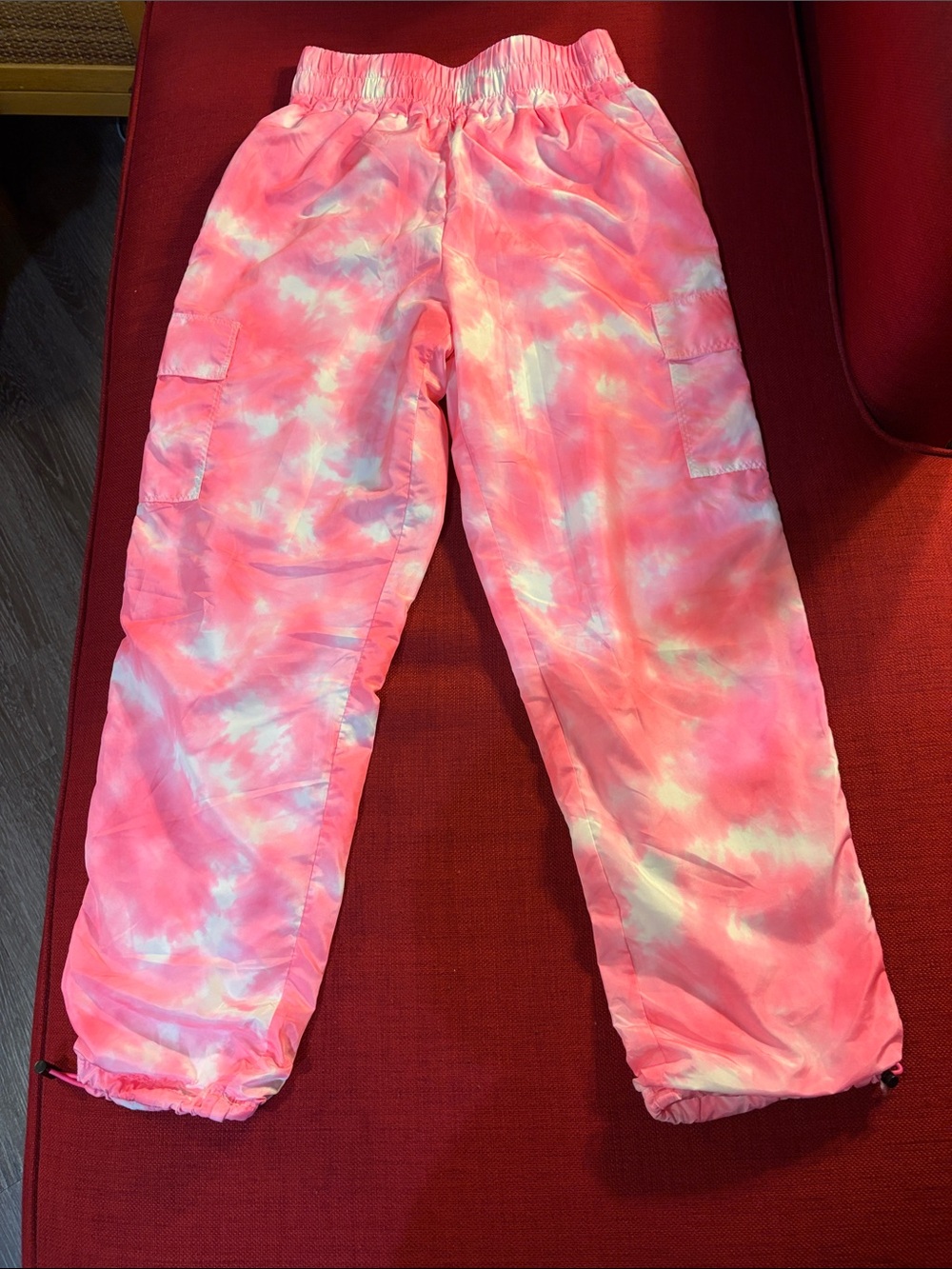 Pink Tie-Dye Cargo Lined Junior Joggers